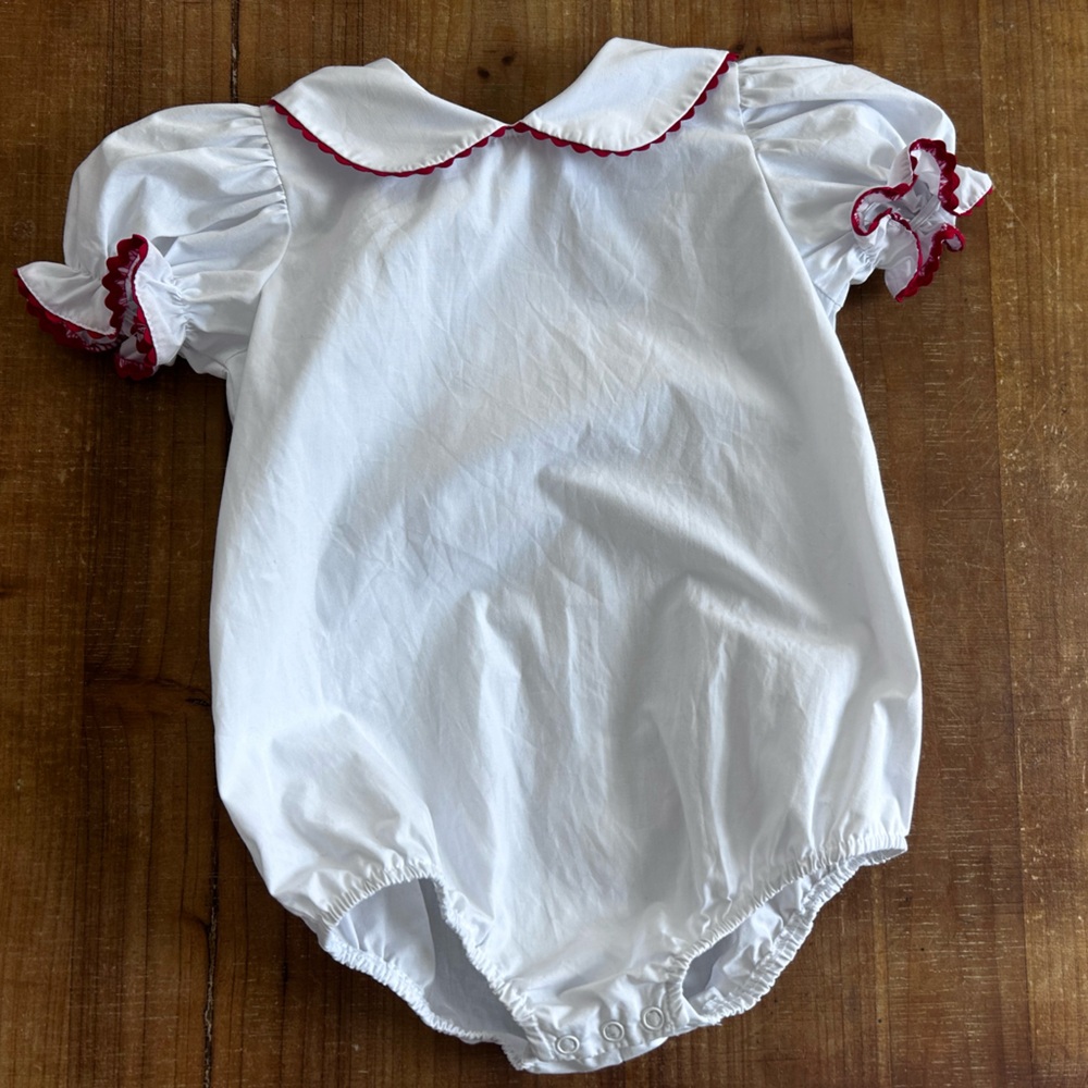 TBBC The Beaufort Bonnet Company size 2T bubble onesie with Richmond red